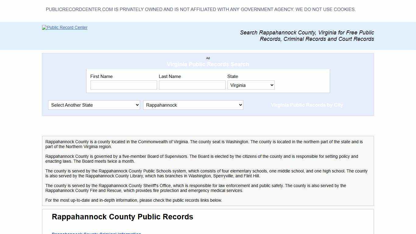 Rappahannock County Virginia Free Public Records - Court Records - Criminal Records