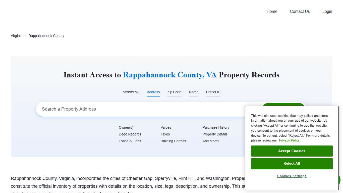 Rappahannock County Property Records Owners, Deeds, Permits